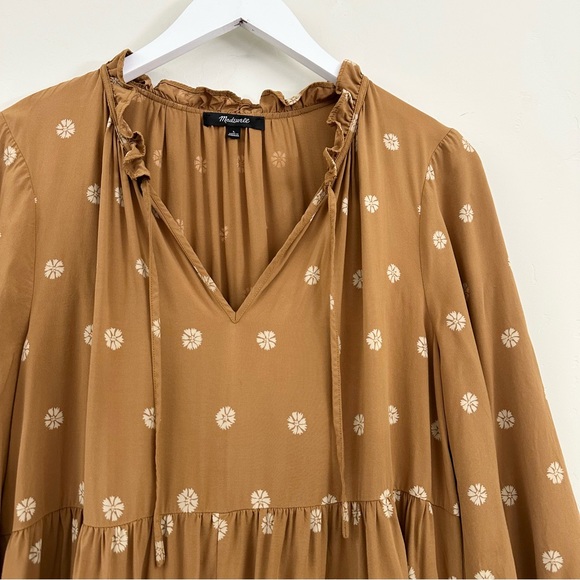 Madewell Tie-Neck Tiered Mini Dress in Bloom Dot - Picture 7 of 14